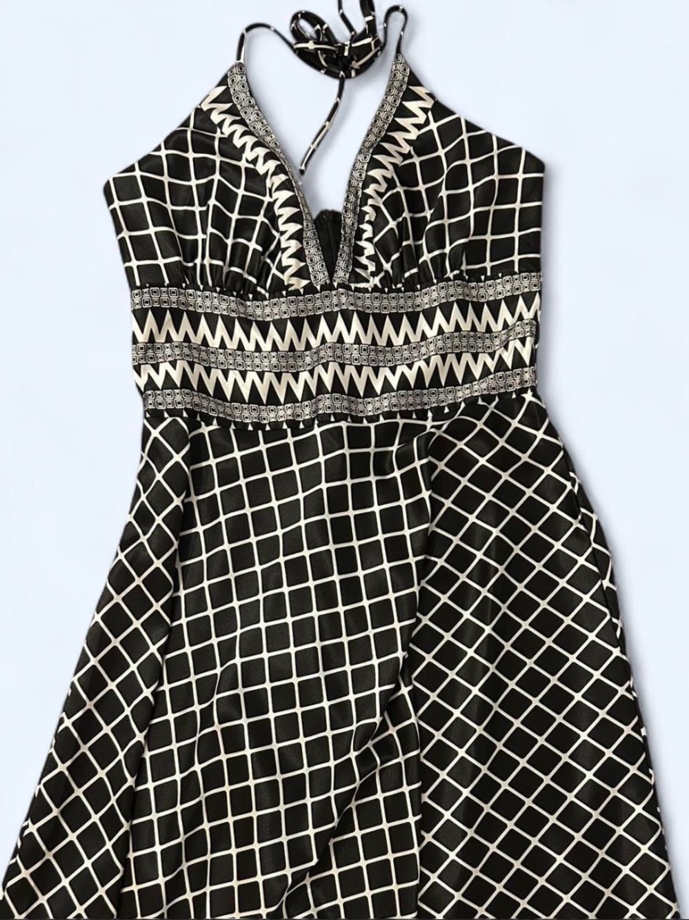 Alyn Paige Black and White Halter Dress